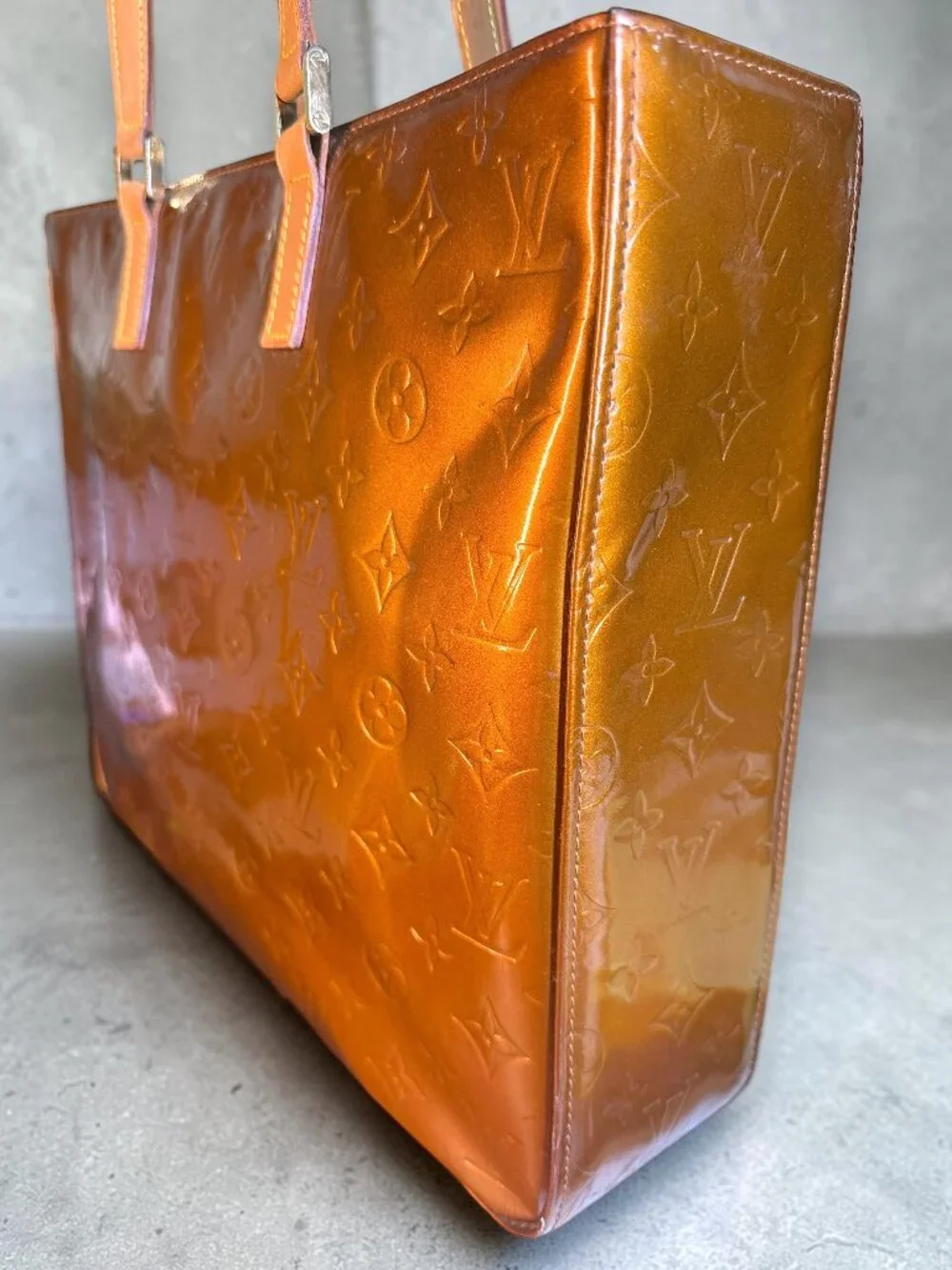 Louis Vuitton Bronze Monogram Vernis Patent Leather Columbus Tote with COA